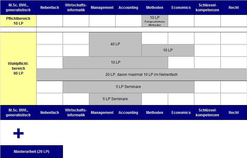 Aufbau des Masters BWL mit generalistischer Ausrichtung