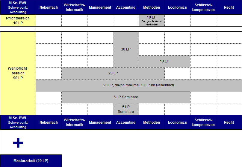 Aufbau des Masters BWL mit Schwerpunkt Accounting